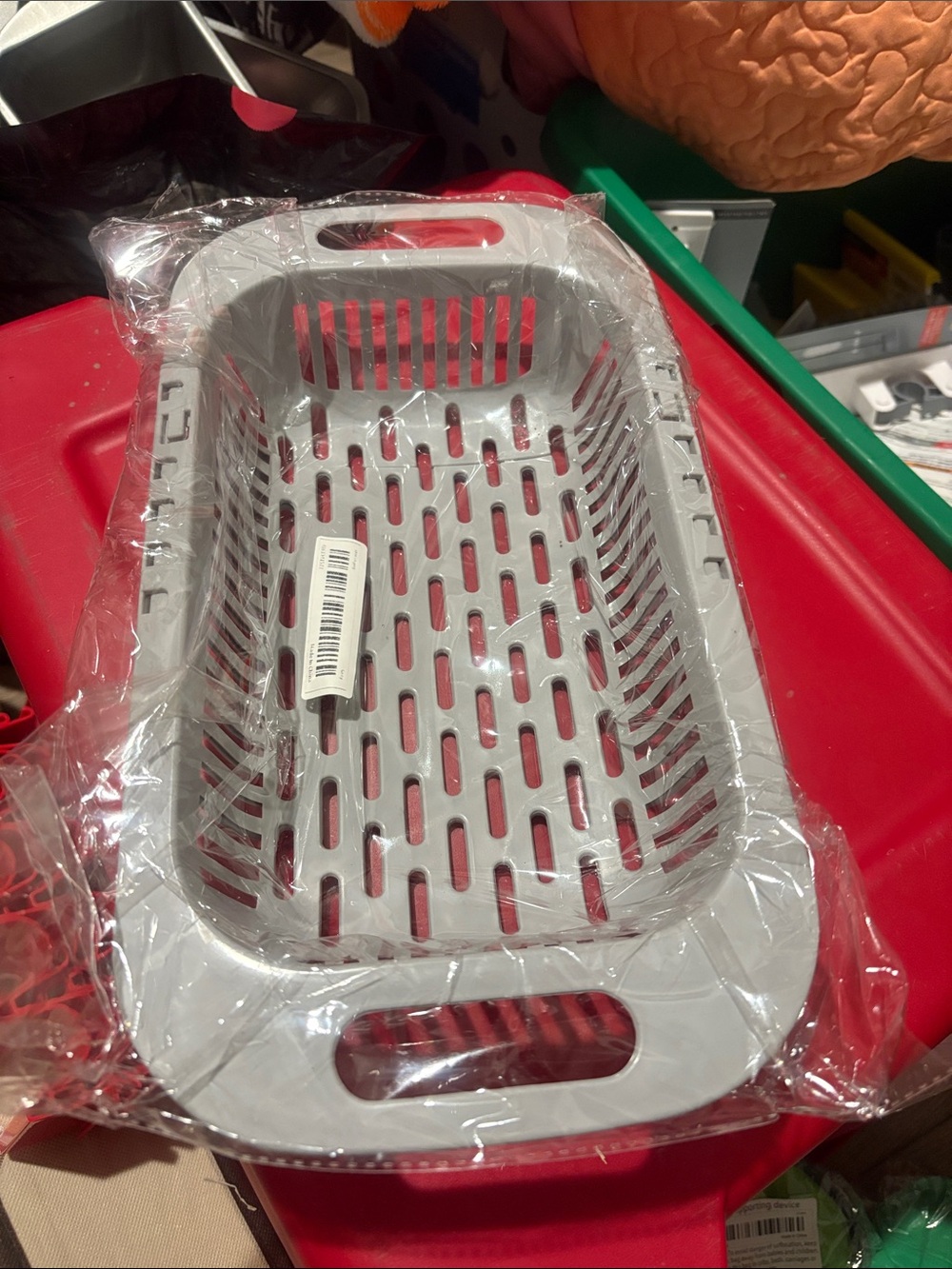 Gray Plastic Storage Basket - Multipurpose Organizer